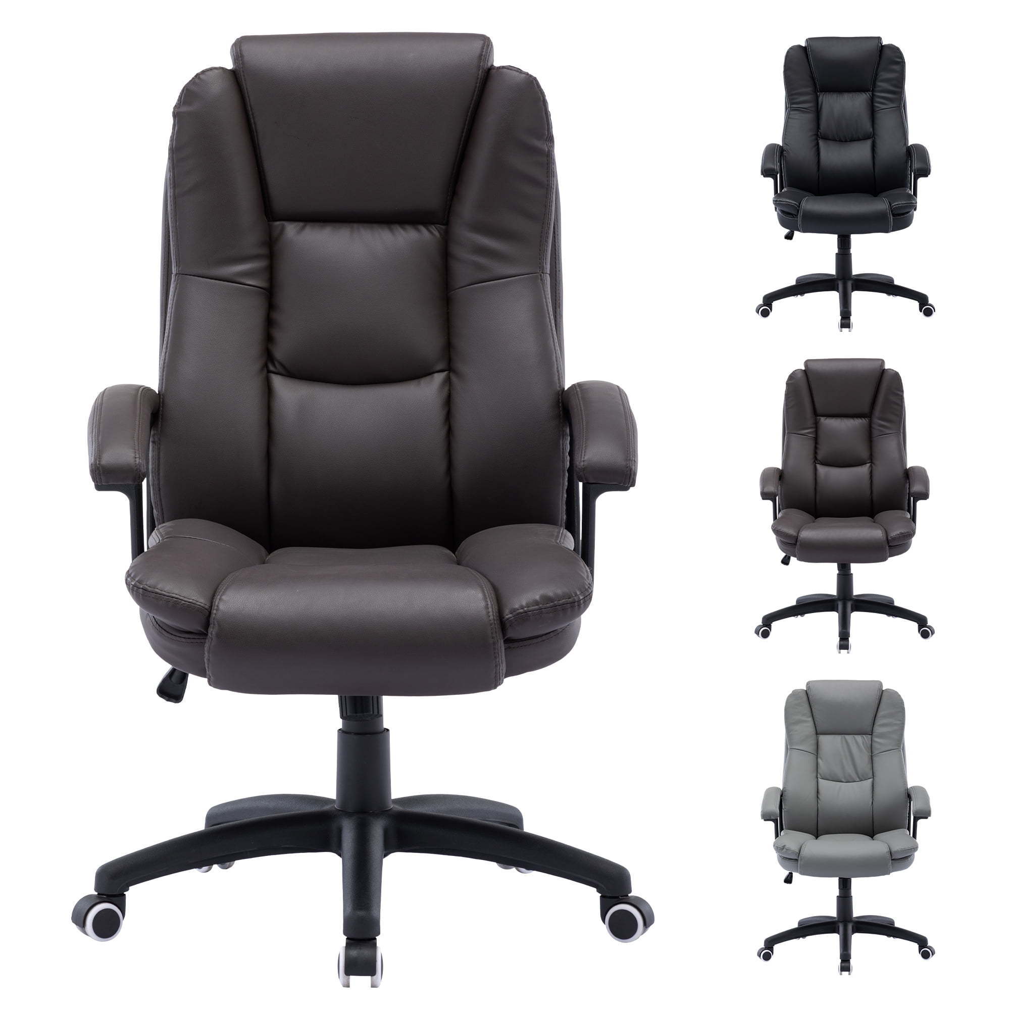 UK Racing Elite Boss Office Chair Leather Car Adjustable Soft Leather Design Cool Black Strengthen Stable Aluminum Office Chair