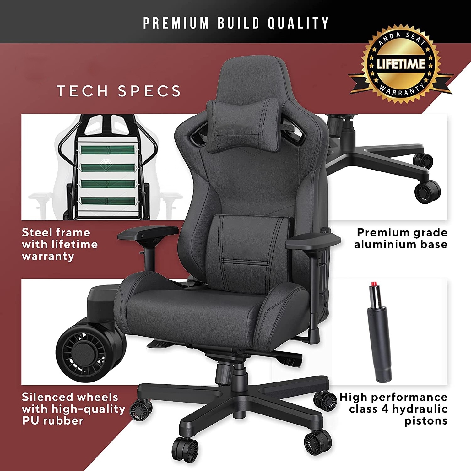 Ergonomic Office Chair Premium Leather Gamer Chair Anda Seat Navi Pro Gaming Chair for Adults and Teenagers