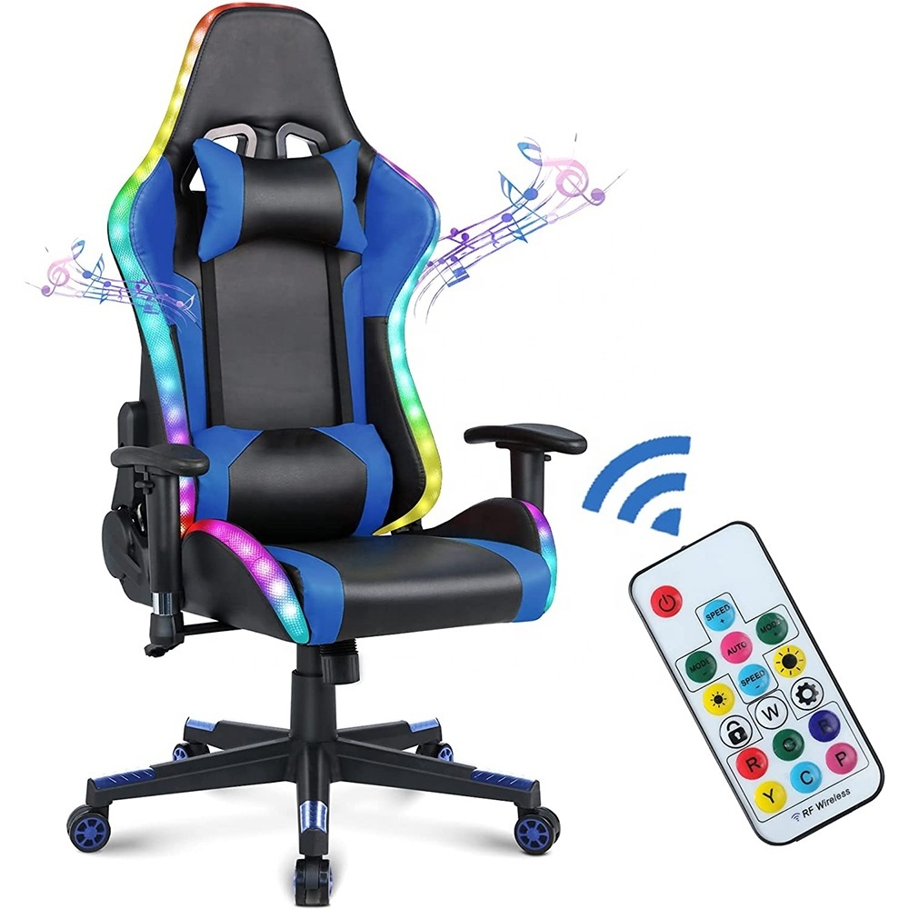 Slovenia hot Reclining Ergonomic pink computer chair RGB LED Light rgb gaming chair with Speakers up to  capacity 330lbs