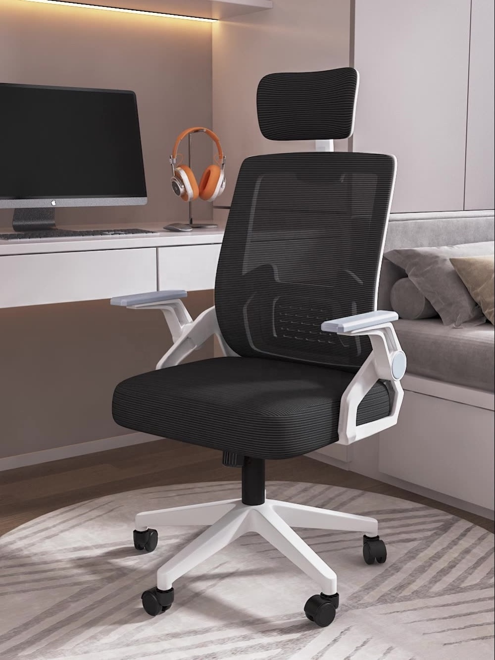 Hungary High Quality Mesh Back White Plastic Back Office Chair Silla Ergonomic Adjustable Height Mute Wheels Swivel Office Chair