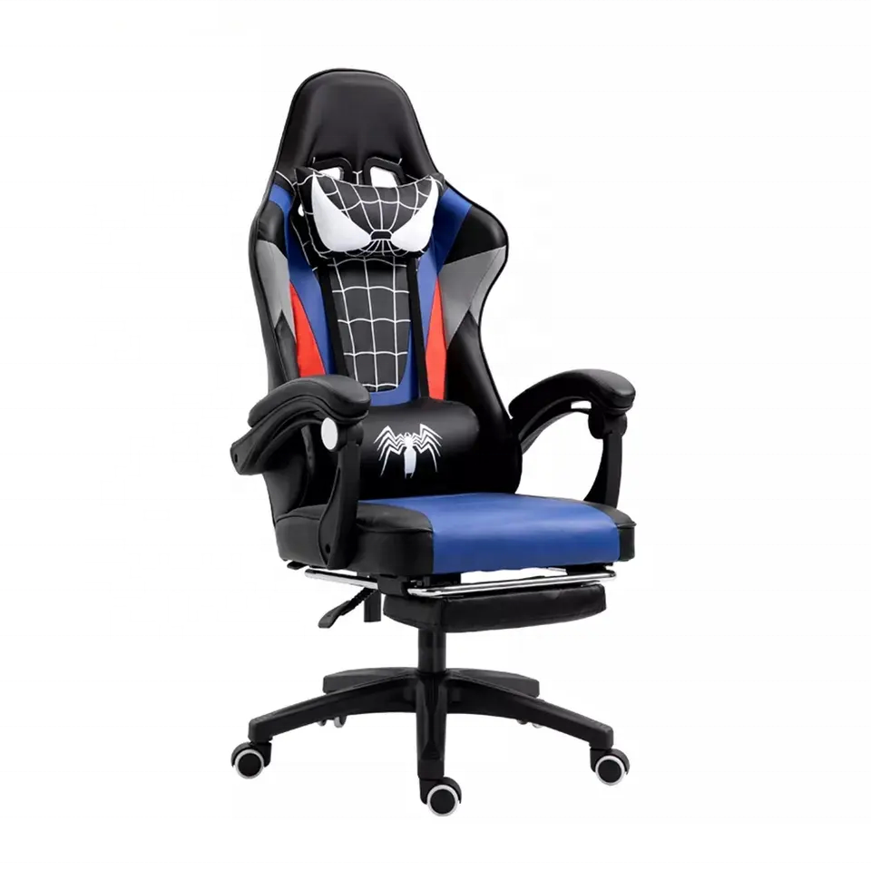 Custom Spider Gaming Chair with Footrest Office Gaming Chairs for Carpet Wood Floors Heavy Duty Wheels Computer Chair