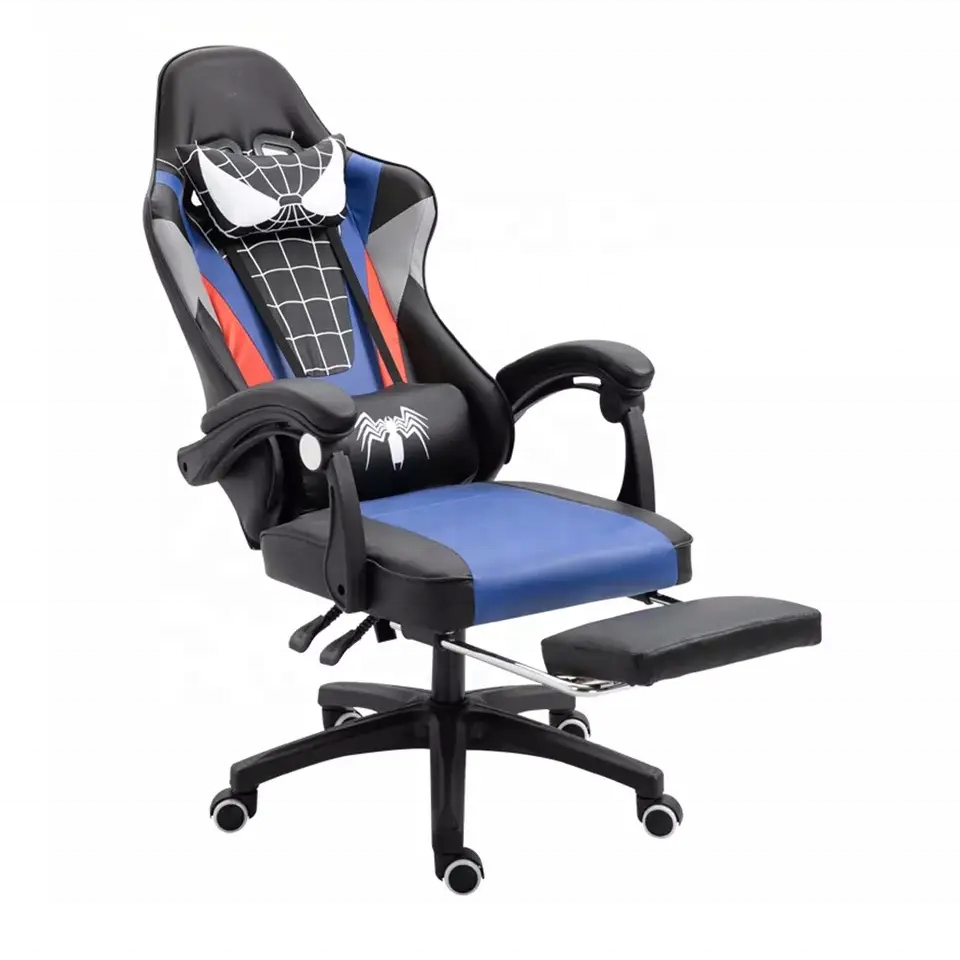 Custom Spider Gaming Chair with Footrest Office Gaming Chairs for Carpet Wood Floors Heavy Duty Wheels Computer Chair