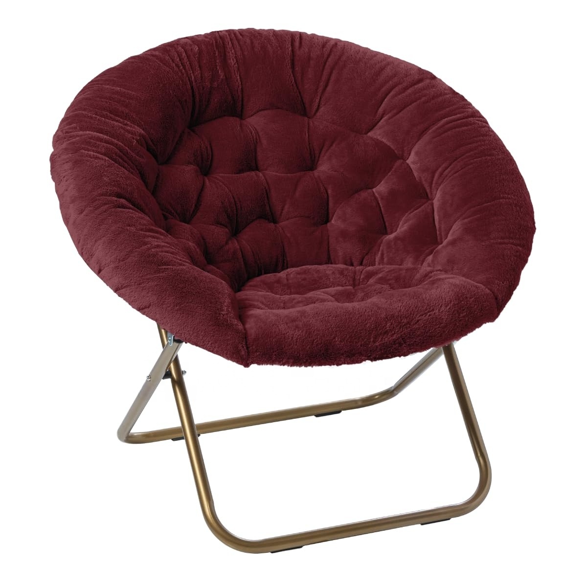 Sturdy metal tubular frame Cozy And Comfy Chair Faux Fur Saucer Chair for Bedroom Oversized Saucer Chair