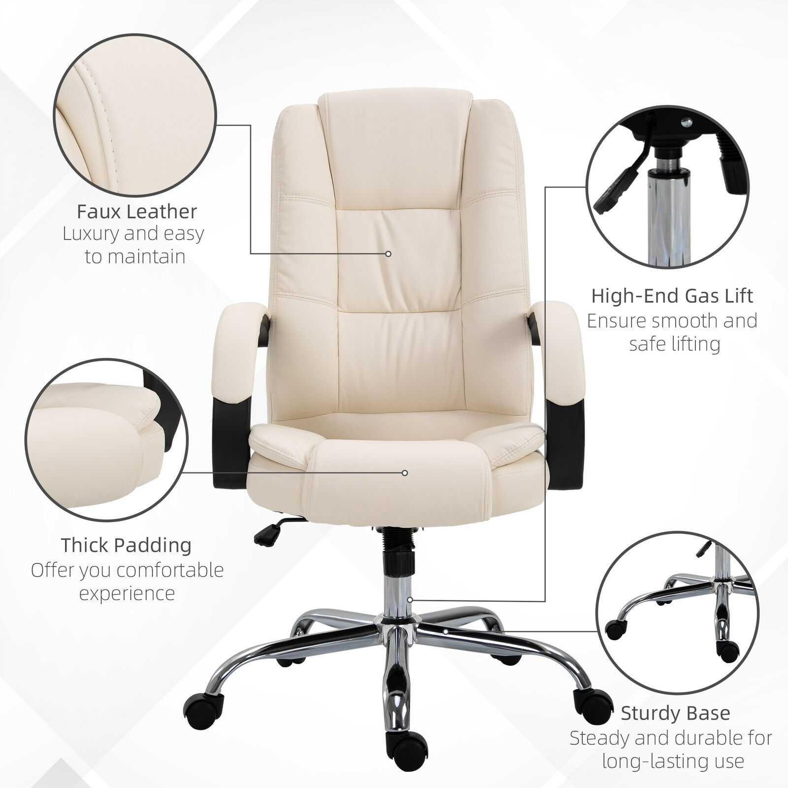 Modern Luxury Boss Executive High Back Swivel Chairs Office Chairs PU Leather Bedroom Furniture Adjustable Recline Office Chair