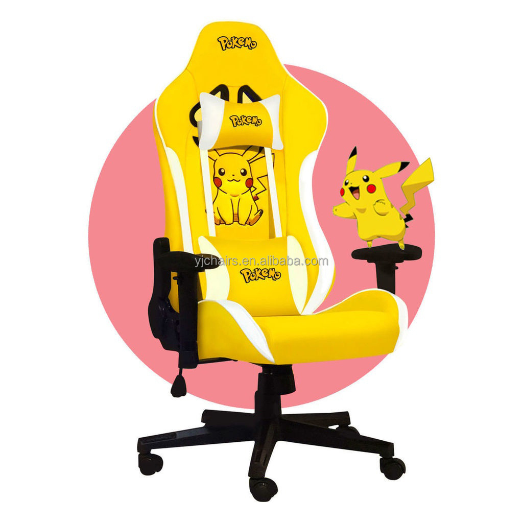 Adjustable Height Cartoon gaming chairs Ergonomic reclining office chair customized design Pikachu silla Chair Yellow and black