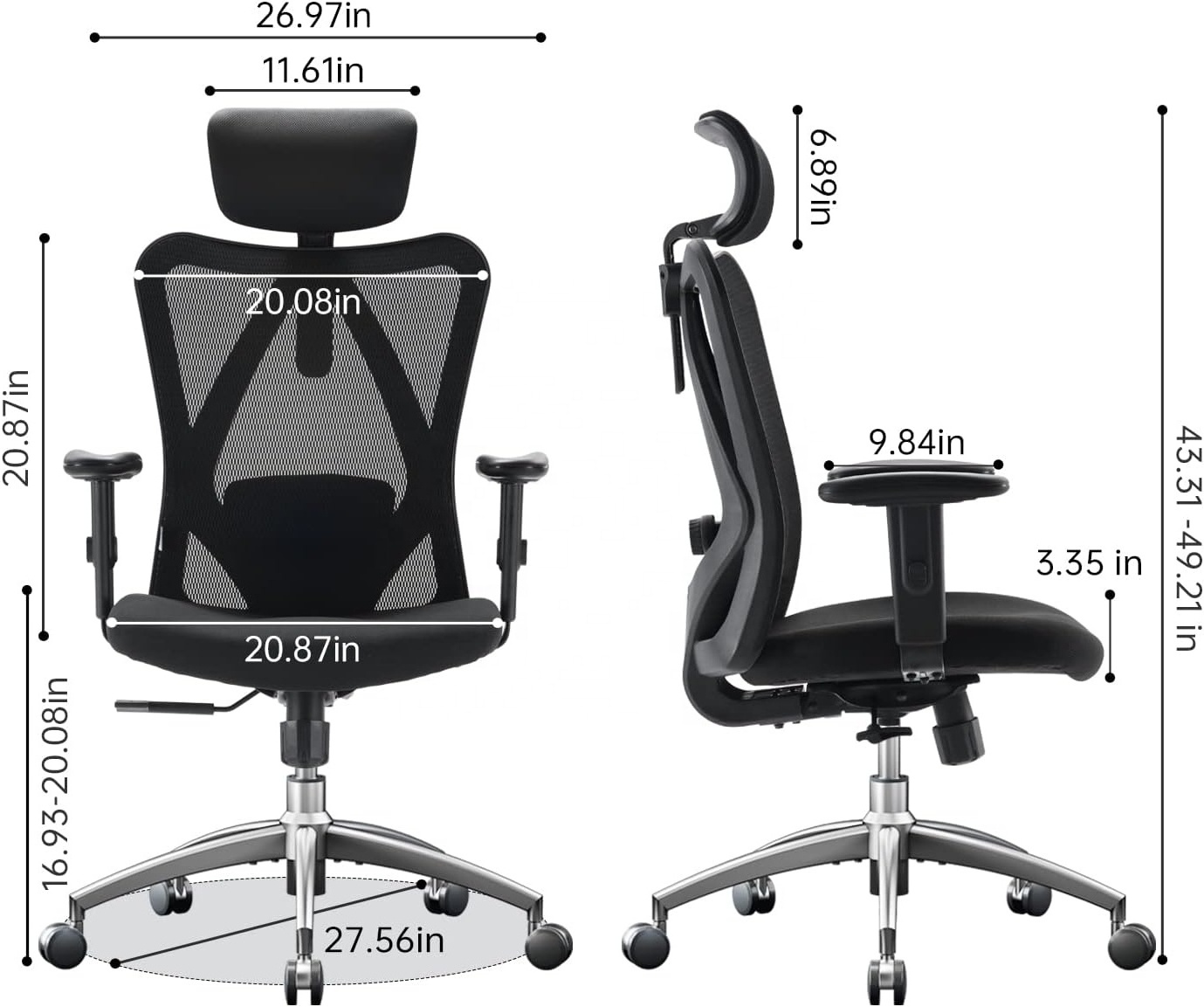 High Quality Swivel Black Mesh Rocking Office Chairs with Tilt Lock Mechanism Ergonomic Office Chair for Big and Tall People