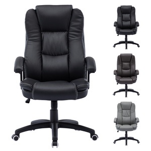 UK Racing Elite Boss Office Chair Leather Car Adjustable Soft Leather Design Cool Black Strengthen Stable Aluminum Office Chair