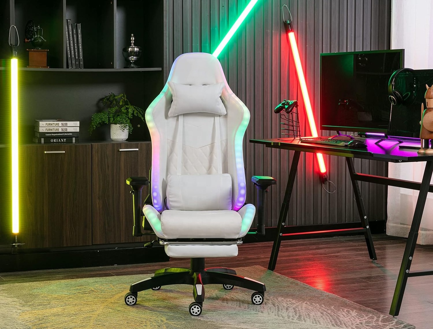 France hot Easy to Assemble chaise gaming good supplier silla gamer RGB Gaming Chair with footrest High Shaping Foam Cushion