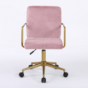 2022 Mid Back Accent Chair Living Room Furniture Home Office Pink Fabric Velvet Task Chair for Living Bedroom Makeup Chair