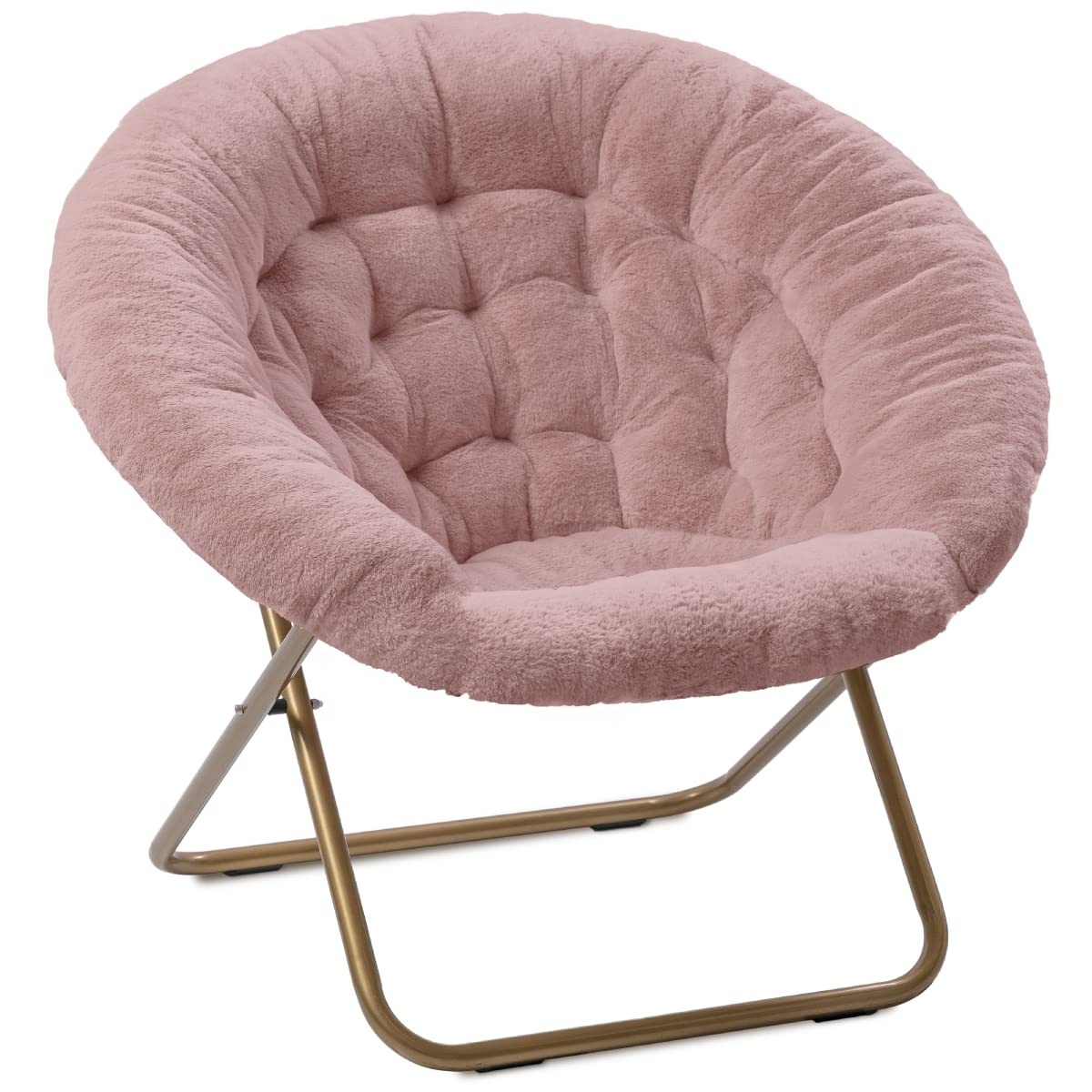 Sturdy metal tubular frame Cozy And Comfy Chair Faux Fur Saucer Chair for Bedroom Oversized Saucer Chair