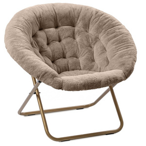 Sturdy metal tubular frame Cozy And Comfy Chair Faux Fur Saucer Chair for Bedroom Oversized Saucer Chair