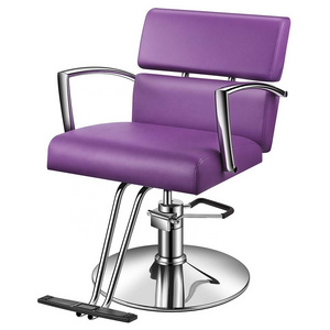 Modern durable and stable high density foam cushion Lifting Hairdressing Purple Beauty Salon Furniture Styling Barber Chairs