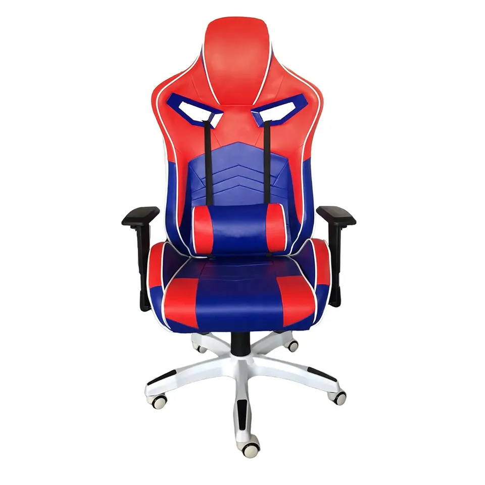 2024 Custom Computer Gaming Chair Desk Combo Blue and Red Spider Fabric Reclining Gaming Chair Replacement Parts