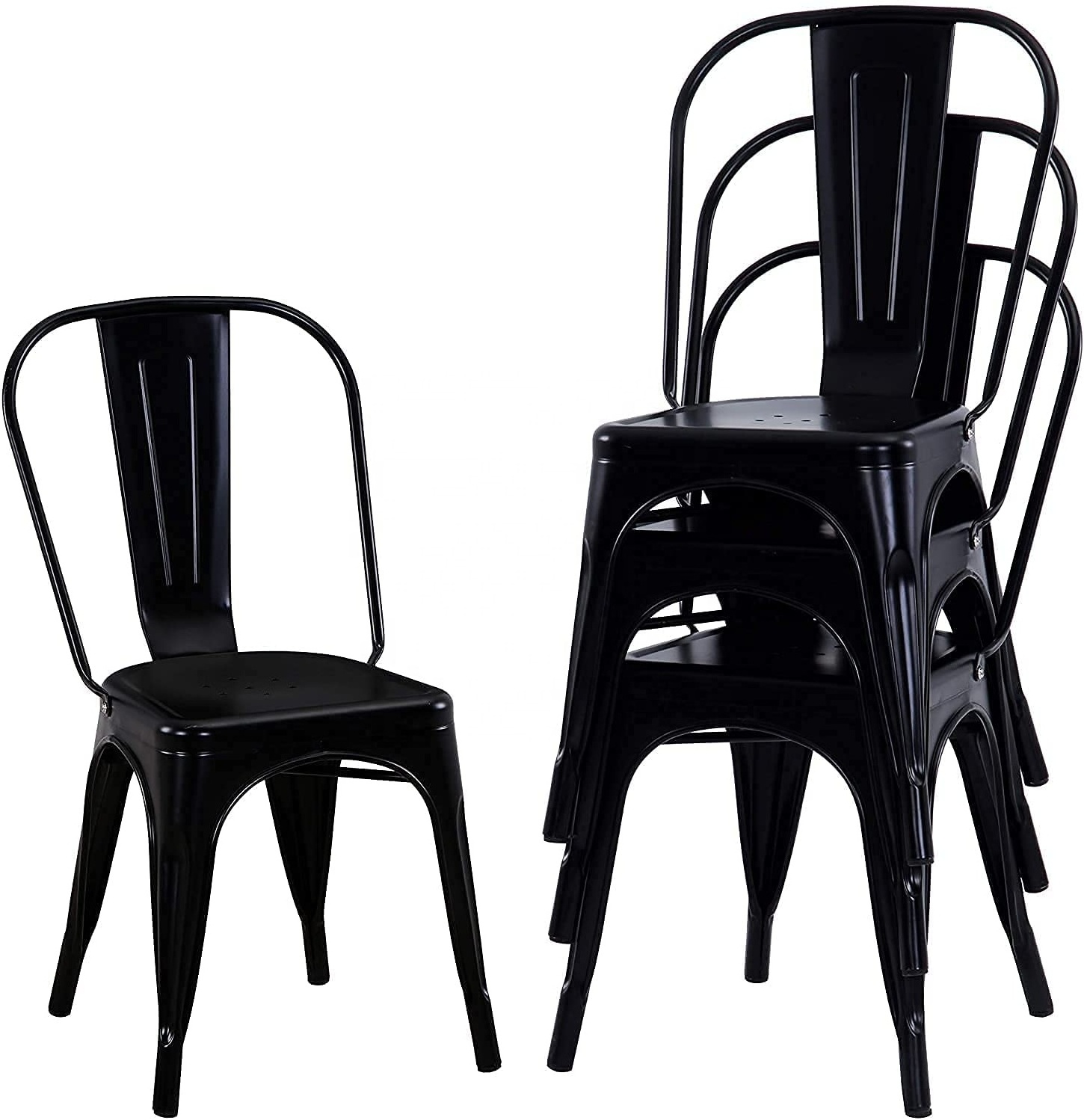 YUJUN Furniture Set of 4 Style Dining Side Chair Dining Room Chairs Metal Stackable Kitchen Chairs