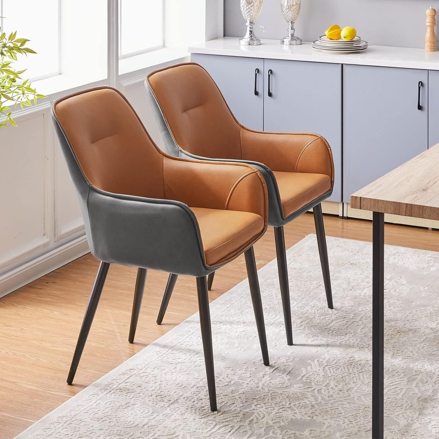 Portugal popular leather manufacture sedie da pranzo Modern Dining Chairs Set of 2 chairs dining room Comfortable cushion