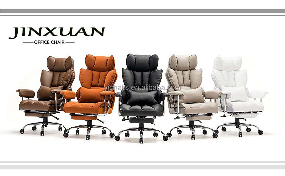 High Back PU Leather Silla Escritorio Computer Comfortable Executive Swivel Manager Beige Boss Office Chair with Lumbar Support