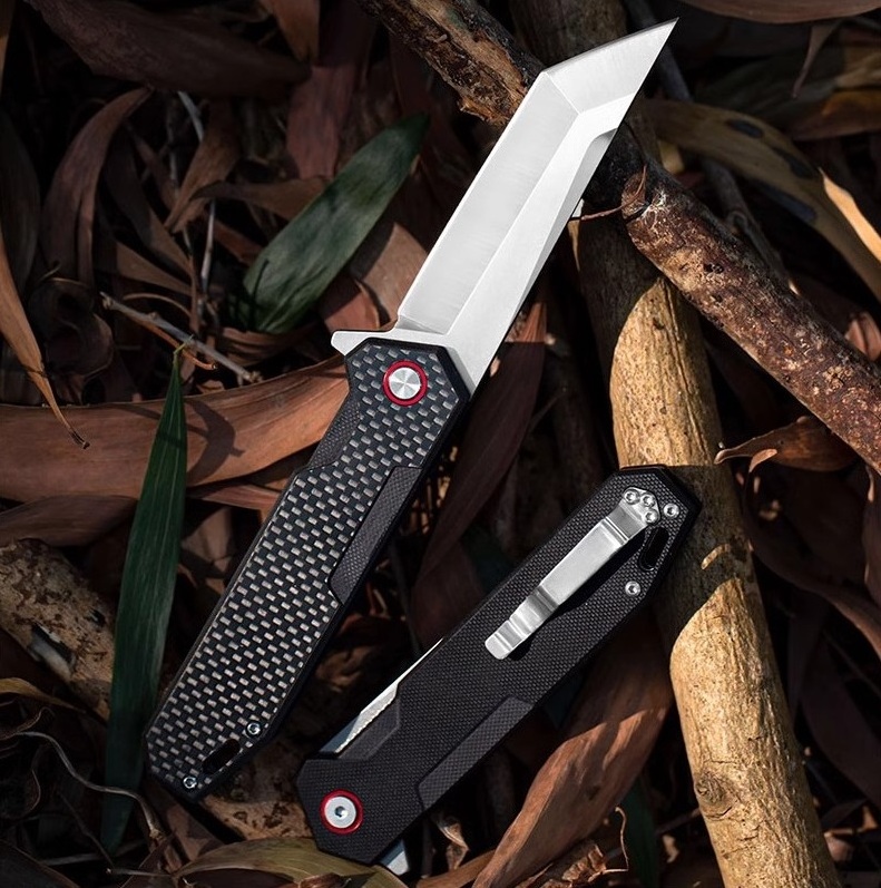 Portable Carbon fiber handle Outdoor Camping Equipment Stainless Steel Tactical Folding Knife Multi-Purpose Knife