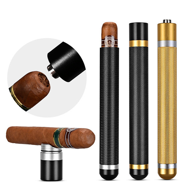 3-in-1 Aluminum Premium Storage Cigar Tube Smell-Proof Waterproof Protect Cigar Holder Divot Tool