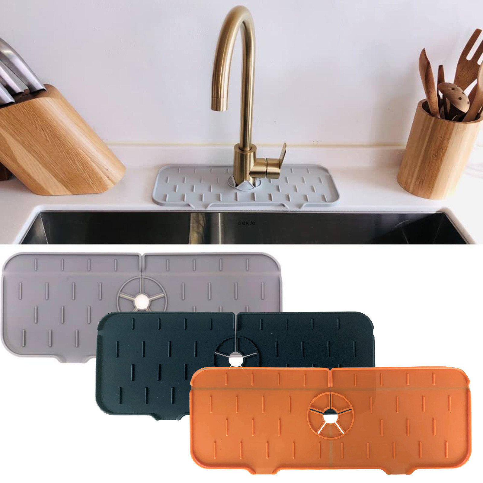 Hot Sale Dish Drying mat Silicone Sink Splash Drain Drying Pad Kitchen Faucet Sink Splash Guard Silicon Faucet Mat For Kitchen