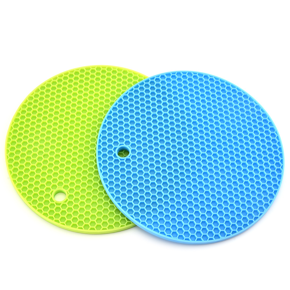 Home Table Mat Accessories Round Shape  Kitchen Silicone Honeycomb Mat Trivets for Hot Dishes