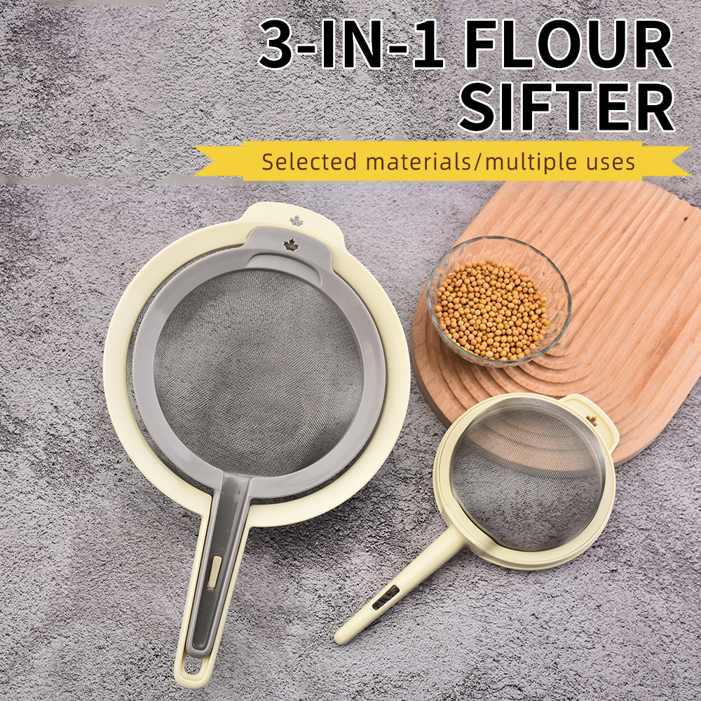 Handheld Flour Sifter Household Plastic Flour Sifter Baking Aid Flour Strainer Sieve Sugar Sifter Set of 3