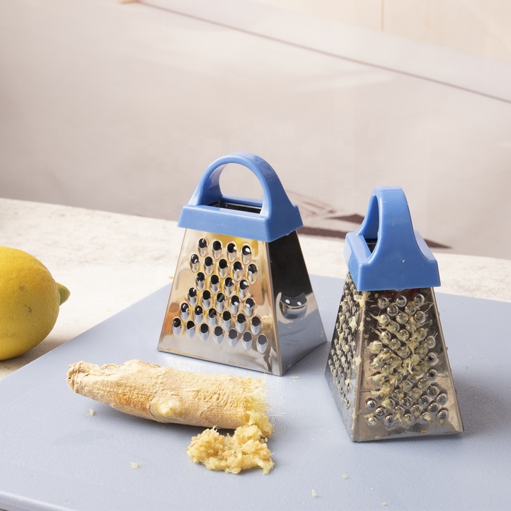 High quality manual stainless steel 4 sides kitchen fruit vegetable ginger garlic chili cheese small mini box grater