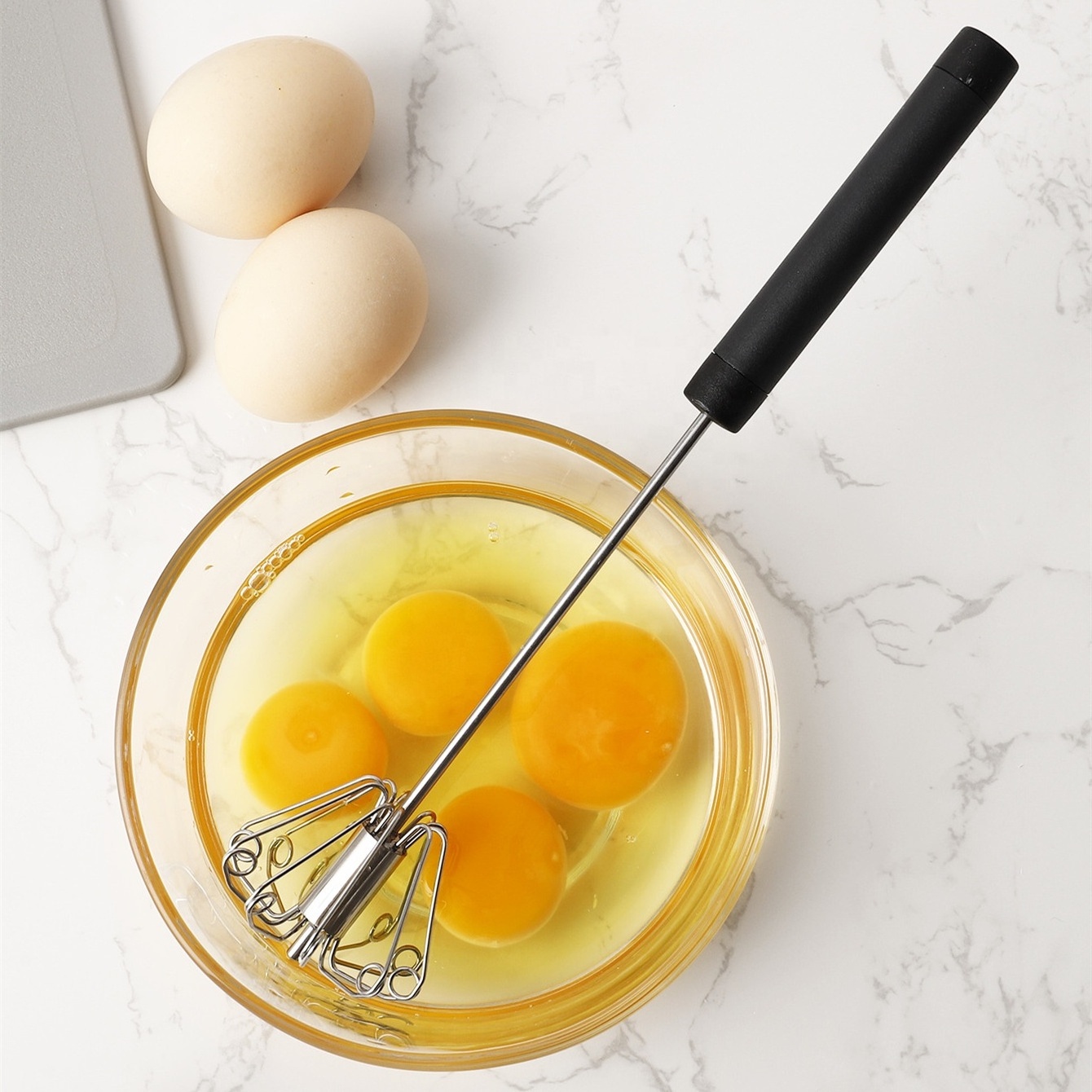 Convenient easy to use home kitchen baking tool multifunction stainless steel cream coffee manual press egg beater hand mixer