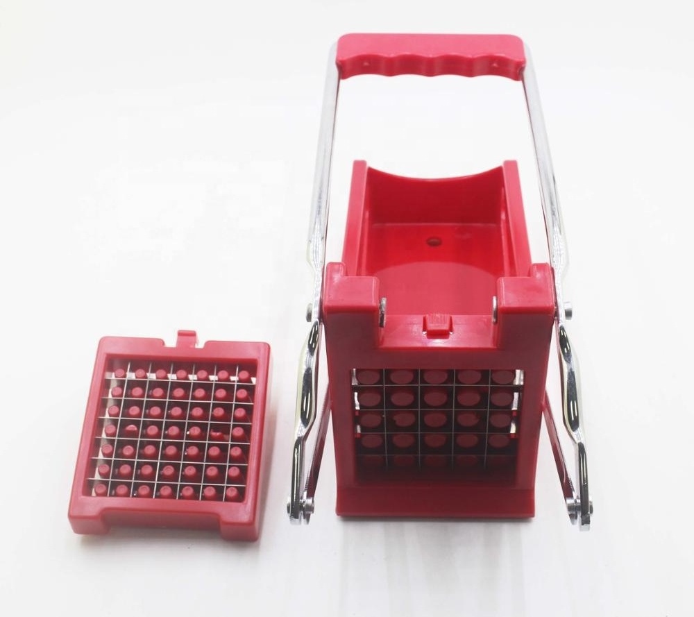 Multi function red stainless steel blade vegetable fruit manual slicer peeler potato chips french fry cutter