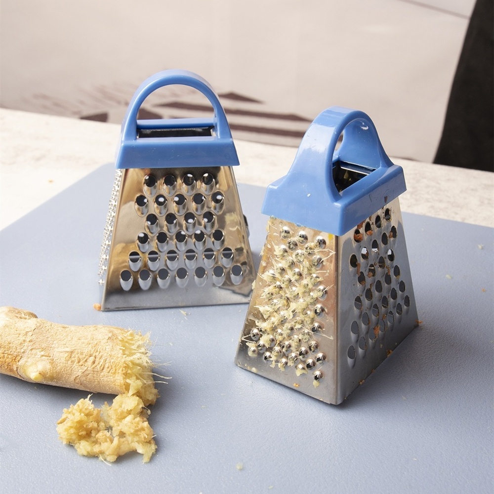 High quality manual stainless steel 4 sides kitchen fruit vegetable ginger garlic chili cheese small mini box grater