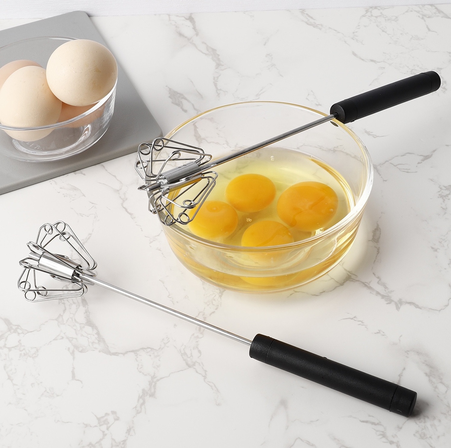 Convenient easy to use home kitchen baking tool multifunction stainless steel cream coffee manual press egg beater hand mixer