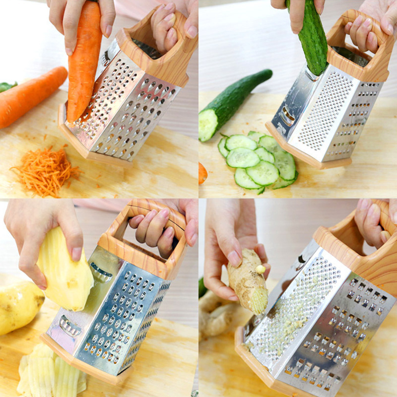 Manual multifunctional hand held stainless steel 6 sided food fruit carrot ginger kitchen vegetable cheese grater