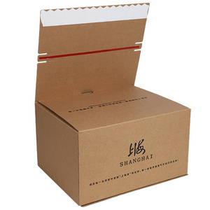 Yongjin Zipper Corrugated Box Easy Tear Line Packing Carton Gift Box Shipping Mailing Boxes With Self-adhesive Glue