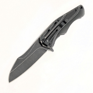 Folding Pocket Knife Stone Wash Steel Handle Hunting Survival Outdoor with Belt Cilp Knife Hand Tools