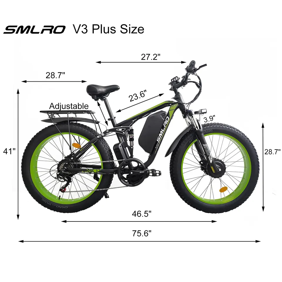 Hot Sale 2000W Smlro V3 Dual Motor Electric Bike Full Suspension Electric Bicycle for Adults 26 inch Fat Tire Adult Ebike