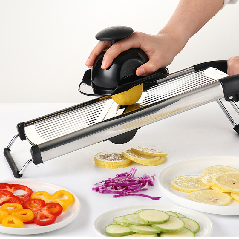 Adjustable Manual Mandoline Slicer Stainless Steel Kitchen Julienne Fruit Cutter for Vegetable Cutting Metal and Plastic Blade