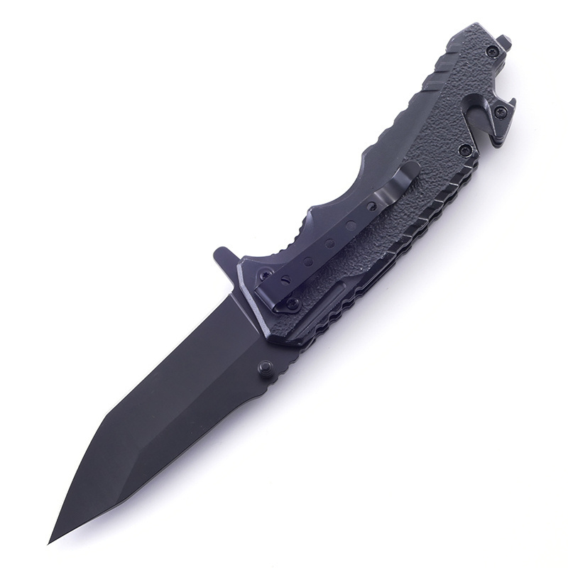 Black Color Survival Hunting Knife Pocket Knife with Belt Cutter and Glass Breaker