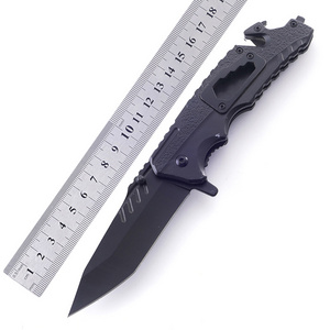 Black Color Survival Hunting Knife Pocket Knife with Belt Cutter and Glass Breaker