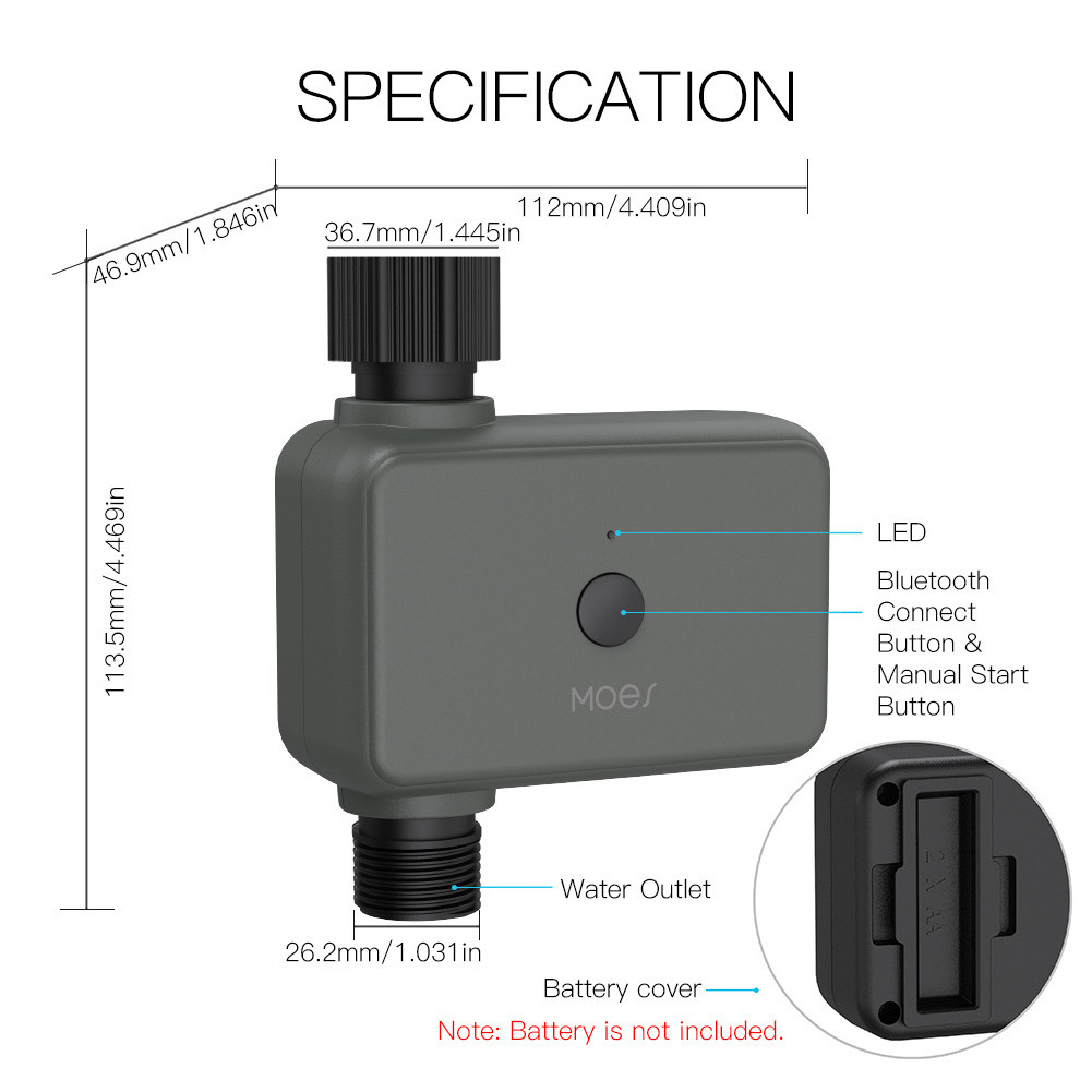 TUYA Smart Sprinkler Water Timer valve with Automatic and Manual Watering for Standard Outdoor Garden Faucet Lawn Blue tooth Hub