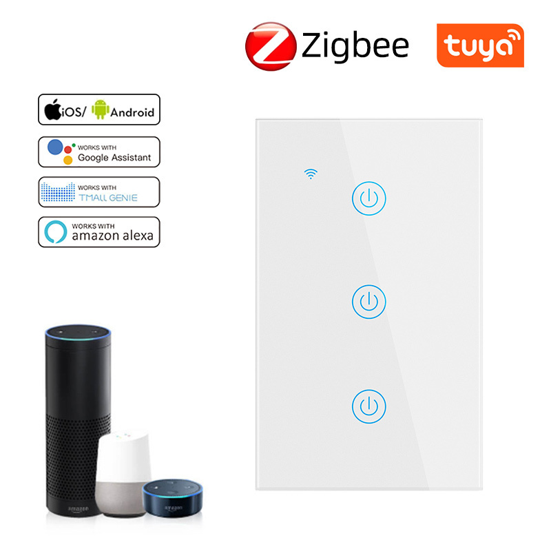 Tuya Zigbee Smart Switch US Touch Wall Light Switches Wireless Remote Control Compatible Alexa Google Home Smart Home Automation