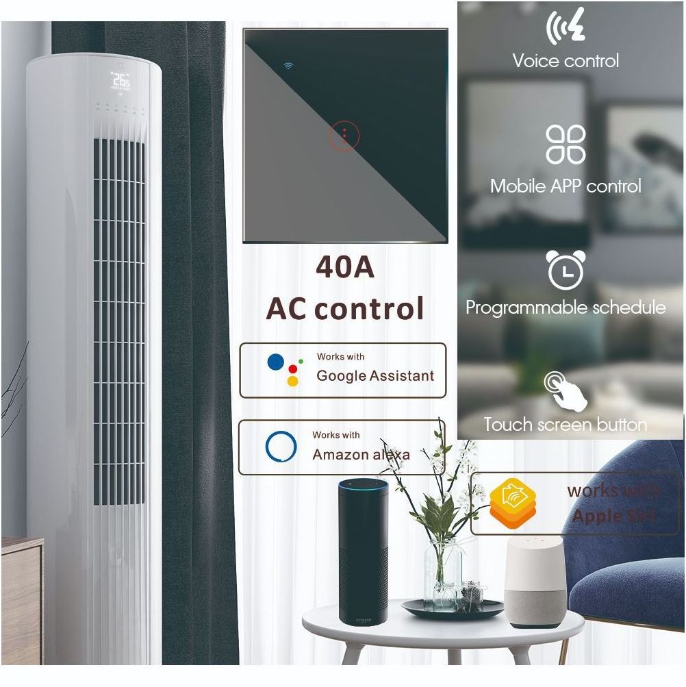 Tuya Smart Air Conditioner Switch WiFi Water Heater Smart Switch 40A Alexa Google Siri Voice Remote Control Smart Home System