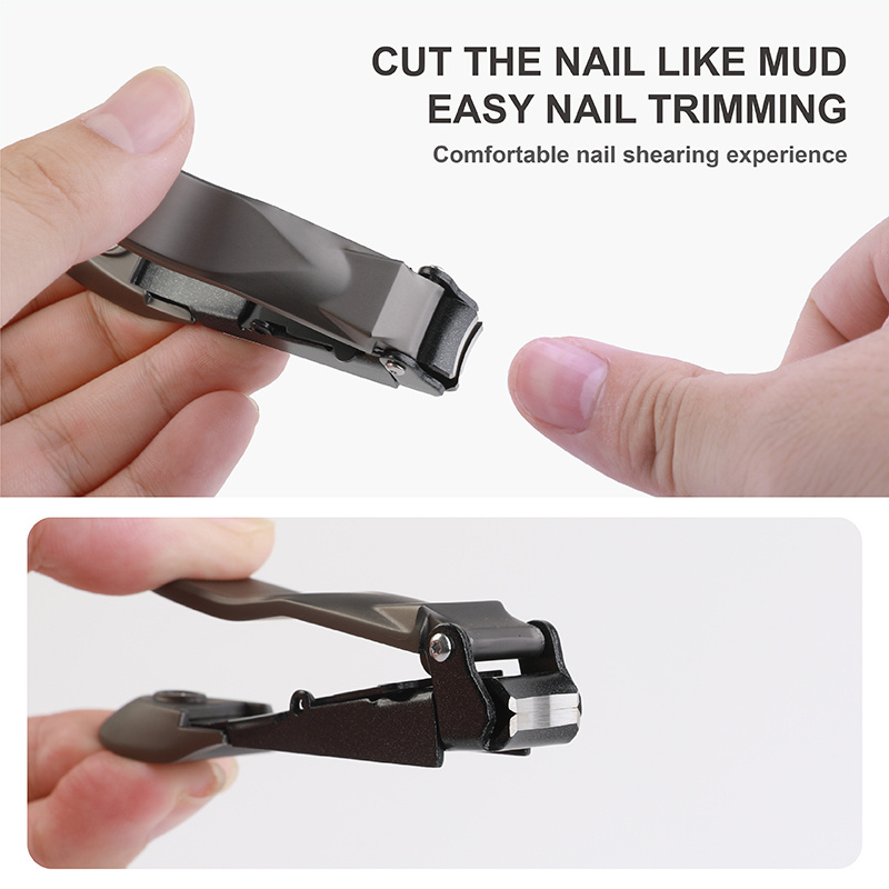 Hot Sales Professional High Quality Black Nail Cutter Set Stainless Steel Nail Clipper with Splash Catcher