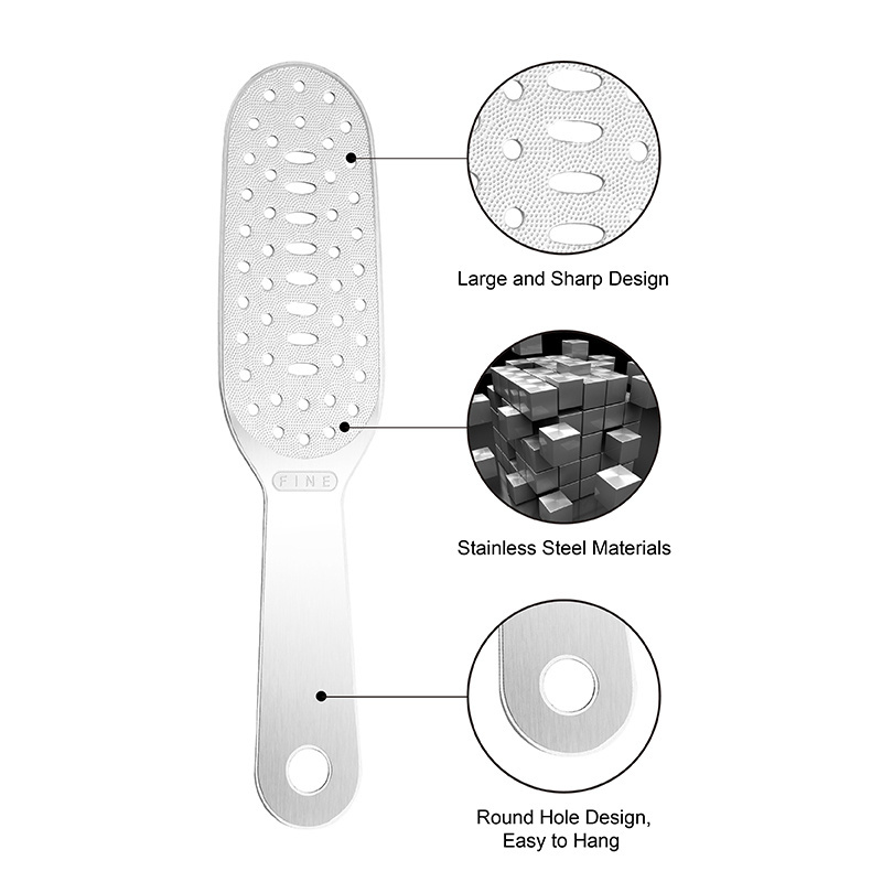 New Professional Double-Sided Nickel Pedicure Rasp Stainless Steel Foot File Scraper and Callus Remover for Foot Care