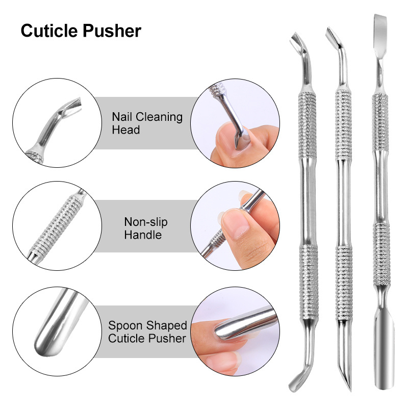 Wholesale Professional Nail Supplies Double Sided Stainless Steel Tools Best Cuticle Pusher Trimmer Callus Remover Dead Skin