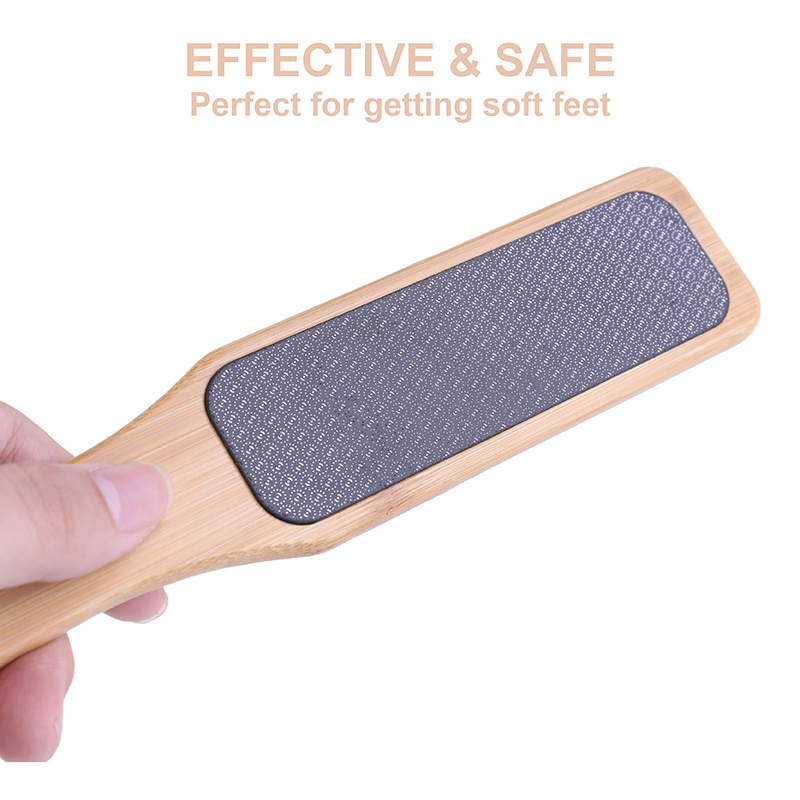 New Arrival Eco-Friendly Bamboo Handle Pedicure Tool Foot Paddle Callus Remover Nano Glass File Pumice Stone Dead Skin Removal