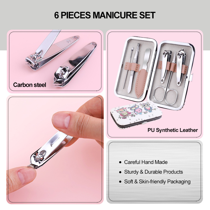 Customized 6pcs Manicure Set for Men Professional Nail Tool Pedicure Kit with Stainless Steel Nail Clippers Box Packed