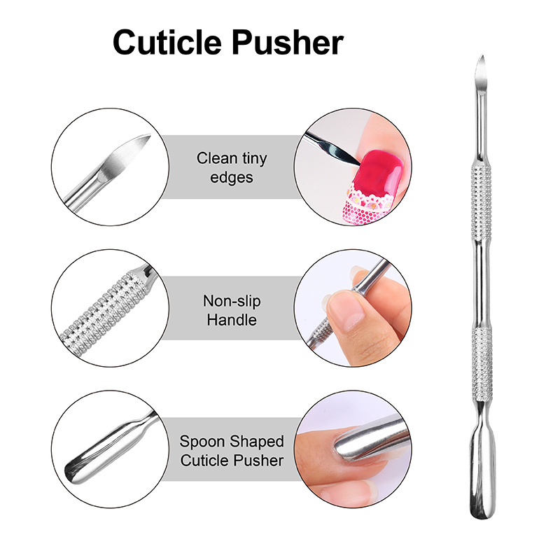 Professional Double-Sided Stainless Steel Nail Trimmer Best Cuticle Pusher Manicure Dead Skin Removal Salons-New Nail Supplies