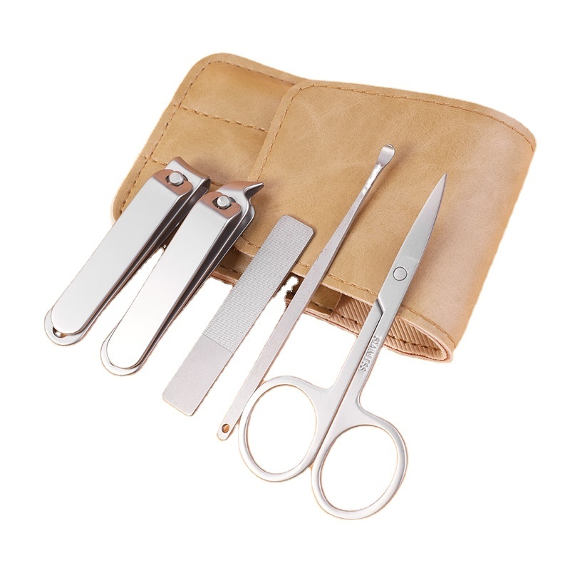 Professional grooming kits portable beauty tools nail clipper sets 5 in 1 nail cutter manicure set with PU case