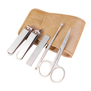 Professional grooming kits portable beauty tools nail clipper sets 5 in 1 nail cutter manicure set with PU case