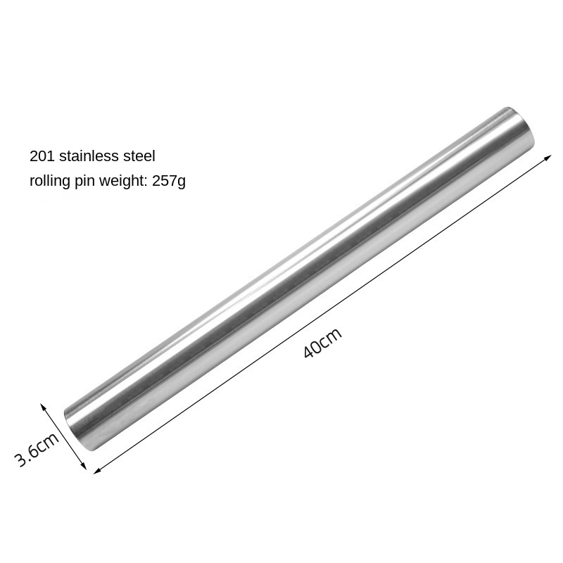 40cm Stainless Steel Rolling Pin For Baking Pizza Dough Roller Pastry Tools