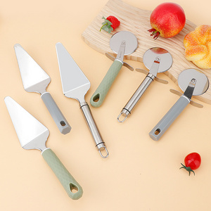 Stainless Steel Pizza Tools Cake Cheese Spatula Shovel With Plastic Handle Pizza Wheel Cutter